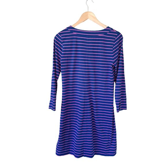 LILLY PULITZER Merrit Dress In True Blue Palm Stripe Small Blue Pink Beaded - Picture 8 of 11